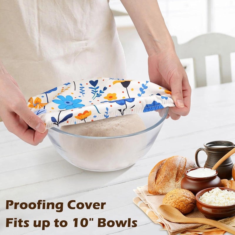 Revahope 2 Pack Reusable Bread Bags for Homemade Bread, 17"×13" Sourdough Bread Storage Bags with Bowl Cover - Keep Loaf Fresh and Easy to Wash(Blue-Yellow Floral) - Image 5